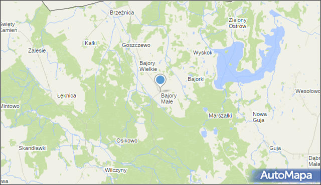 mapa Bajory Małe, Bajory Małe na mapie Targeo